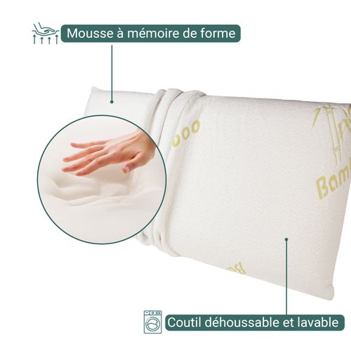 oreiller memoire de forme bambou